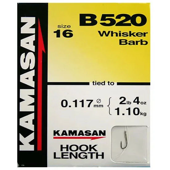 Kamasan Hooks To Nylon B520 Whisker Barbed 4 Kamasan Hooks To Nylon B520 Whisker Barbed - Image 2
