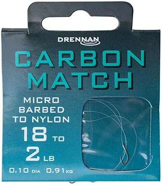 Drennan Hooks To Nylon Barbed Carbon Match 3 Drennan Hooks To Nylon Barbed Carbon Match