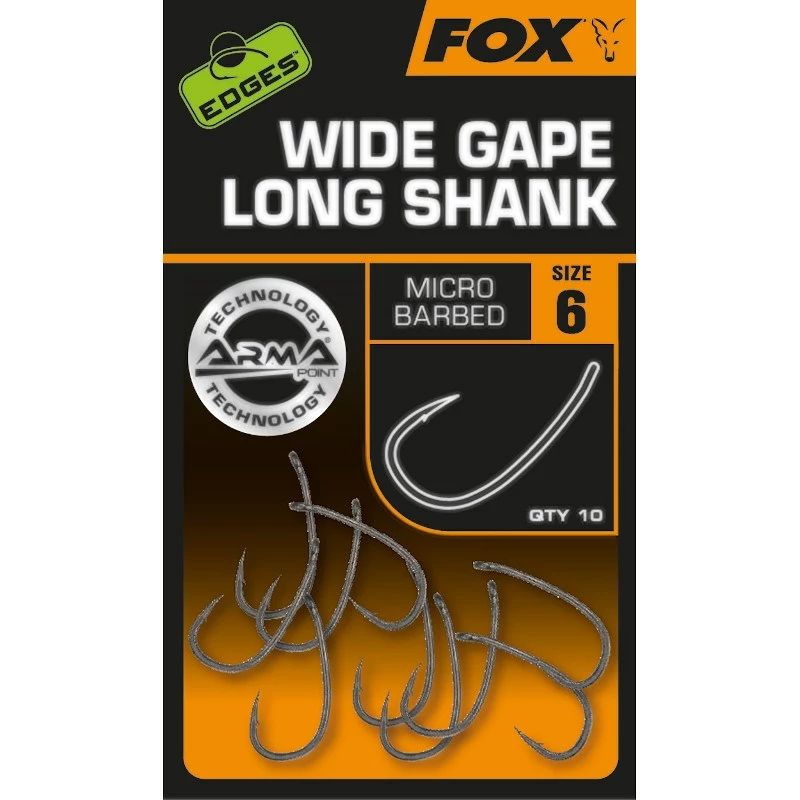 Fox Edges Armapoint Wide Gape Long Shank Barbed Hooks 3 Fox Edges Armapoint Wide Gape Long Shank Barbed Hooks
