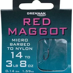 Drennan Hooks To Nylon Barbed Red Maggot
