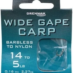 Drennan Hooks To Nylon Barbless Wide Gape Carp