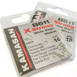 Kamasan B611 X Strong Wide Gape Barbed Spade Hooks