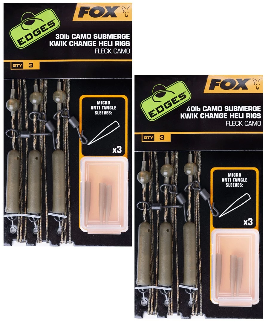 Fox Edges Submerge Camo Heli Rigs Kwik Change 3 Fox Edges Submerge Camo Heli Rigs Kwik Change