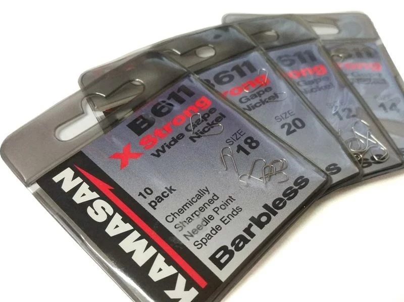 Kamasan B611 X Strong Wide Gape Barbless Spade Hooks 3 Kamasan B611 X Strong Wide Gape Barbless Spade Hooks